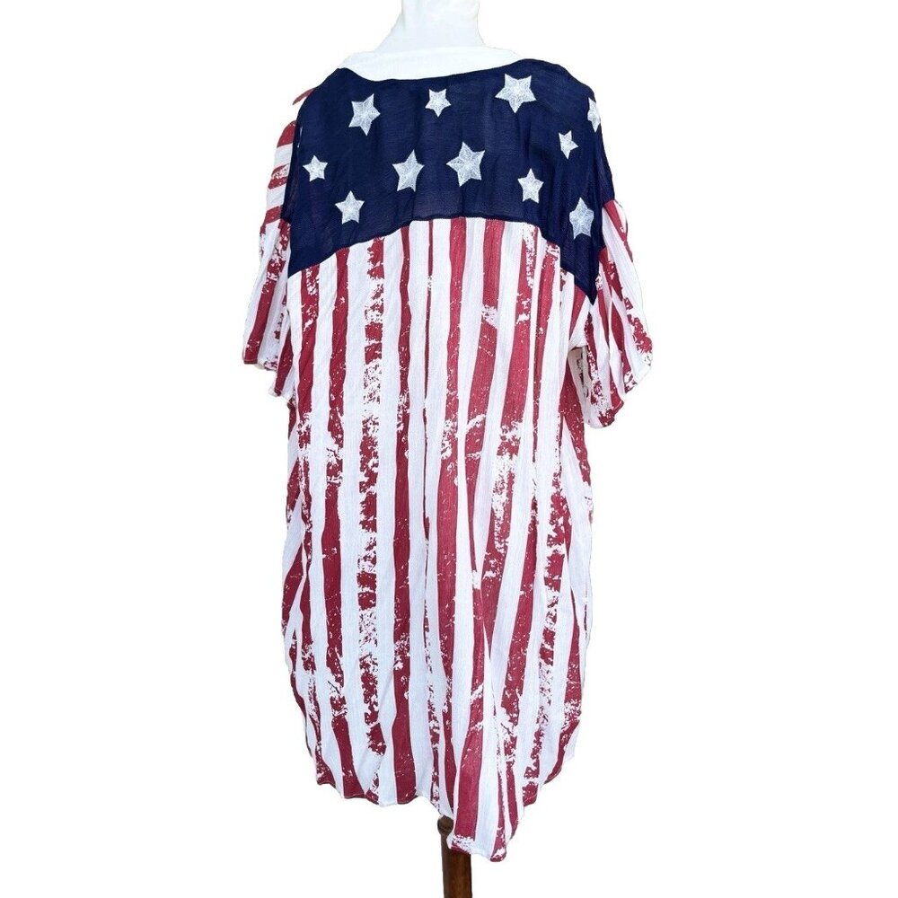Preowned Dee Elly Womens American Flag Shawl Cardigan Size S - Picture 5 of 8